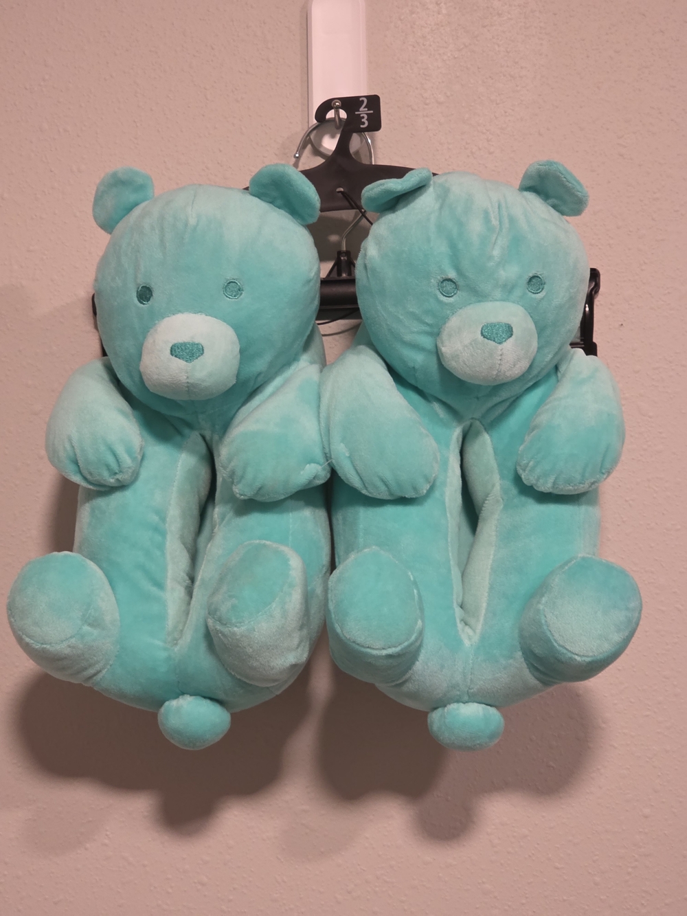 Plush Bear Slippers for Kids - Teal